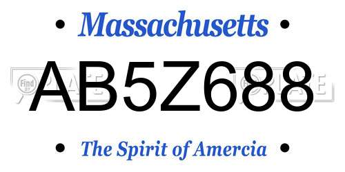 AB5Z688 Massachusetts License Plate