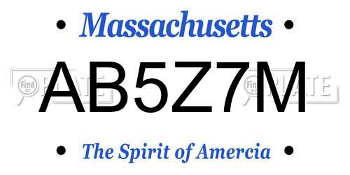 AB5Z7M Massachusetts License Plate
