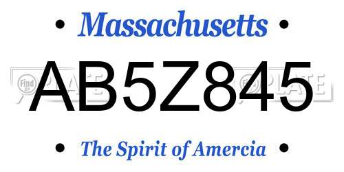 AB5Z845 Massachusetts License Plate