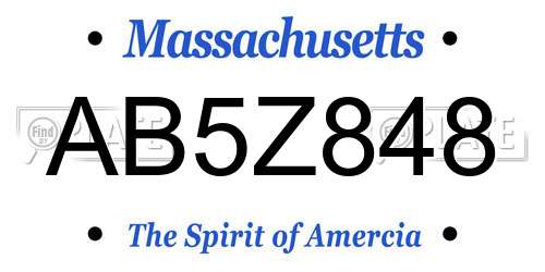 AB5Z848 Massachusetts License Plate