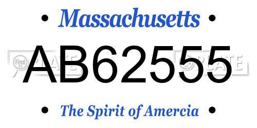 AB62555 Massachusetts License Plate
