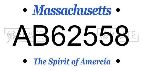 AB62558 Massachusetts License Plate