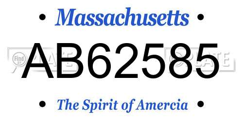 AB62585 Massachusetts License Plate