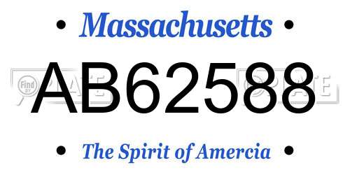 AB62588 Massachusetts License Plate
