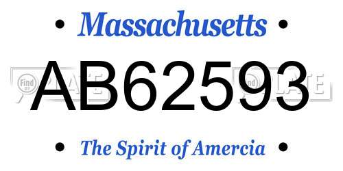AB62593 Massachusetts License Plate
