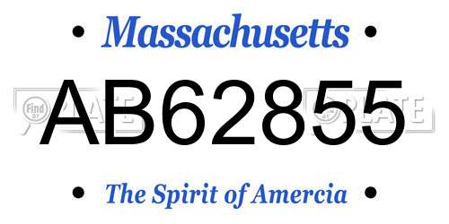 AB62855 Massachusetts License Plate