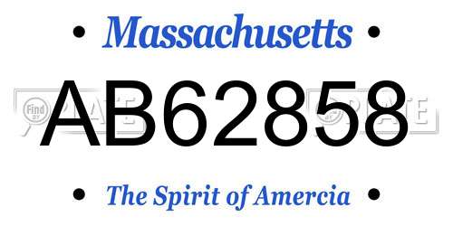 AB62858 Massachusetts License Plate