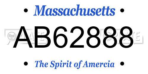 AB62888 Massachusetts License Plate