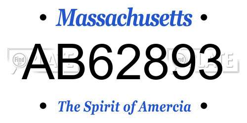 AB62893 Massachusetts License Plate