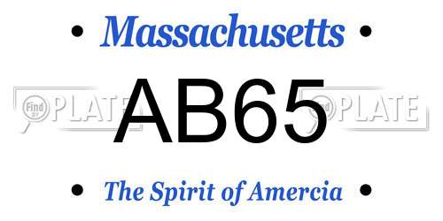 AB65 Massachusetts License Plate