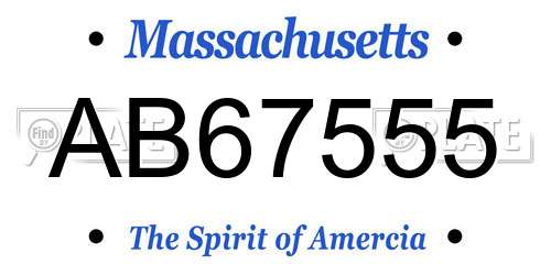 AB67555 Massachusetts License Plate