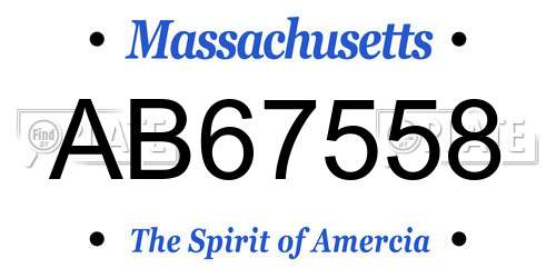 AB67558 Massachusetts License Plate
