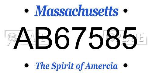 AB67585 Massachusetts License Plate
