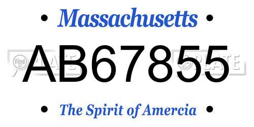 AB67855 Massachusetts License Plate