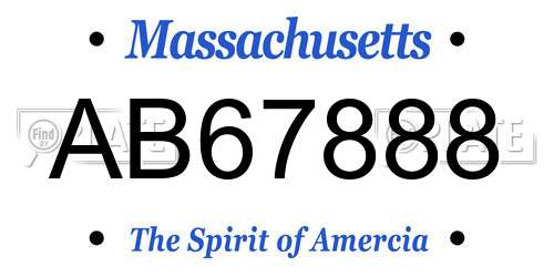 AB67888 Massachusetts License Plate