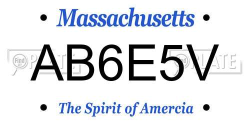 AB6E5V Massachusetts License Plate
