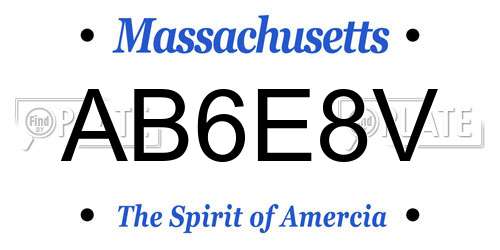AB6E8V Massachusetts License Plate