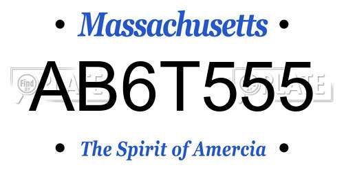AB6T555 Massachusetts License Plate
