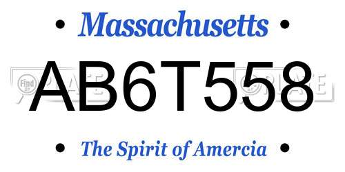 AB6T558 Massachusetts License Plate