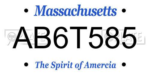 AB6T585 Massachusetts License Plate