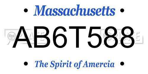 AB6T588 Massachusetts License Plate