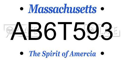 AB6T593 Massachusetts License Plate