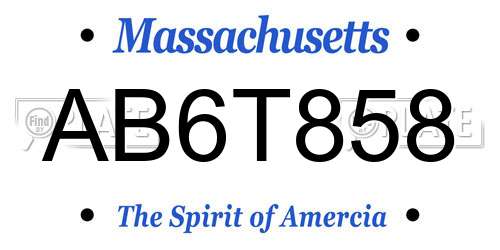 AB6T858 Massachusetts License Plate