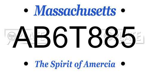 AB6T885 Massachusetts License Plate