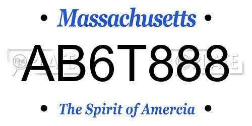 AB6T888 Massachusetts License Plate