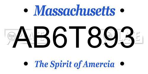 AB6T893 Massachusetts License Plate