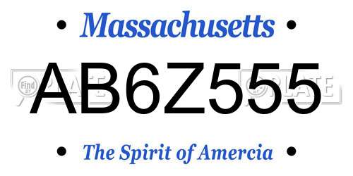 AB6Z555 Massachusetts License Plate