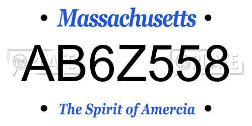 AB6Z558 Massachusetts License Plate