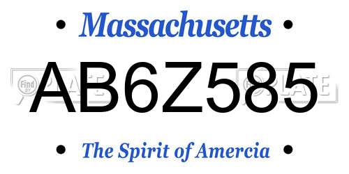 AB6Z585 Massachusetts License Plate