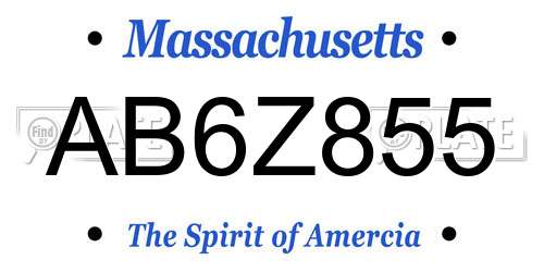 AB6Z855 Massachusetts License Plate