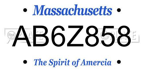 AB6Z858 Massachusetts License Plate