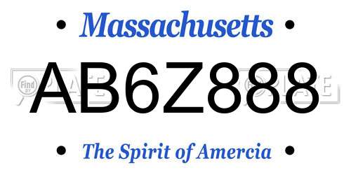 AB6Z888 Massachusetts License Plate