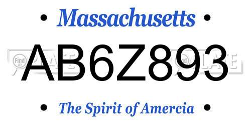 AB6Z893 Massachusetts License Plate