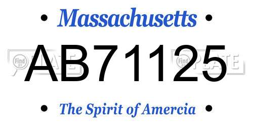 AB71125 Massachusetts License Plate