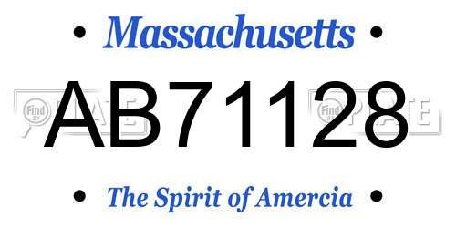 AB71128 Massachusetts License Plate