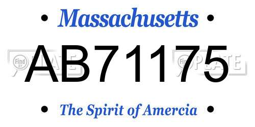 AB71175 Massachusetts License Plate