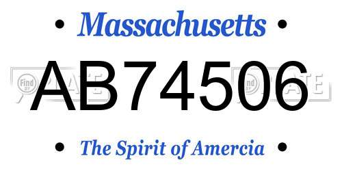 AB74506 Massachusetts License Plate