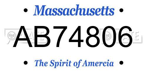 AB74806 Massachusetts License Plate