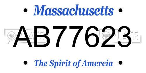 AB77623 Massachusetts License Plate