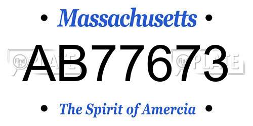 AB77673 Massachusetts License Plate