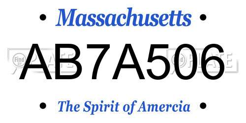 AB7A506 Massachusetts License Plate