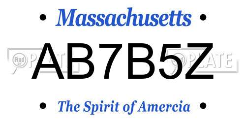 AB7B5Z Massachusetts License Plate