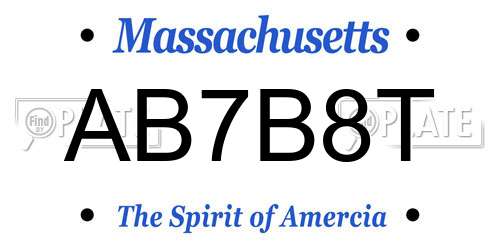 AB7B8T Massachusetts License Plate