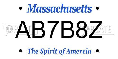AB7B8Z Massachusetts License Plate