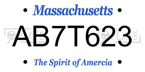 AB7T623 Massachusetts License Plate