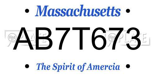 AB7T673 Massachusetts License Plate
